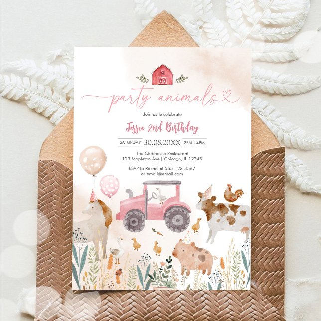 Convite Party Animals Kids Birthday Invitation (Criador carregado)