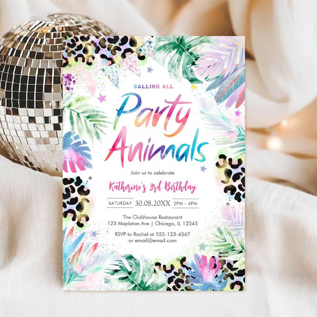 Convite Party Animals Leopard Jungle Birthday Invitation (Criador carregado)