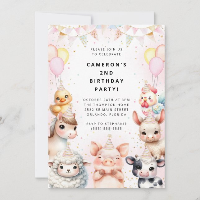 Convite Party Animals Safari Birthday Party Invitation (Frente)