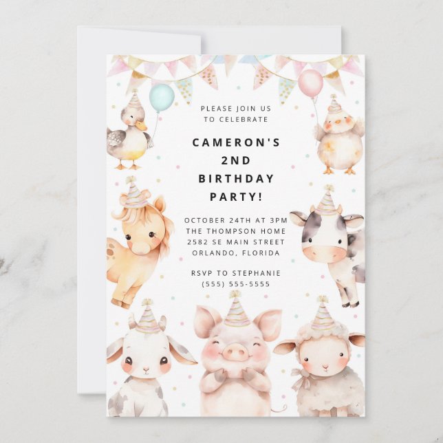 Convite Party Animals Safari Birthday Party Invitation (Frente)