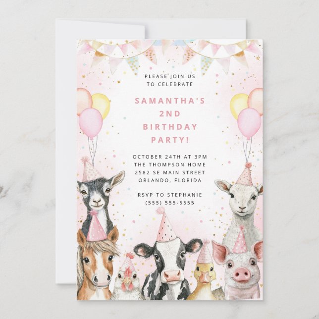 Convite Party Animals Safari Birthday Party Invitation (Frente)