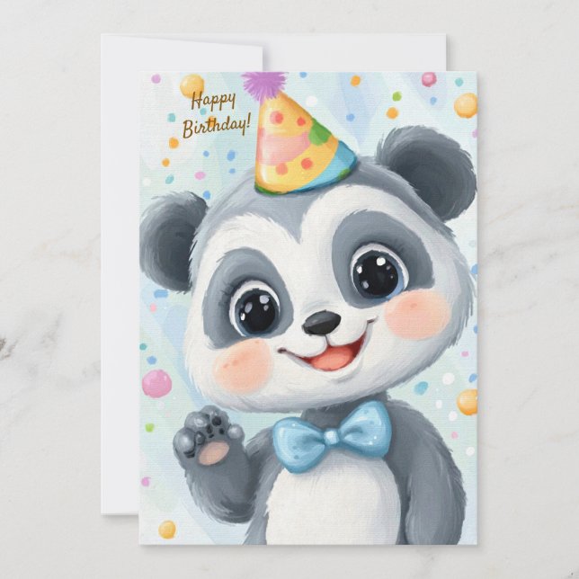 Convite Party Cute Animal Birthday Invitation Panda (Frente)