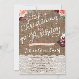 Convite Party girl rústico do primeiro aniversario do