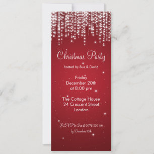 Convite Party Invitation Elegant Falling Sparkle Red