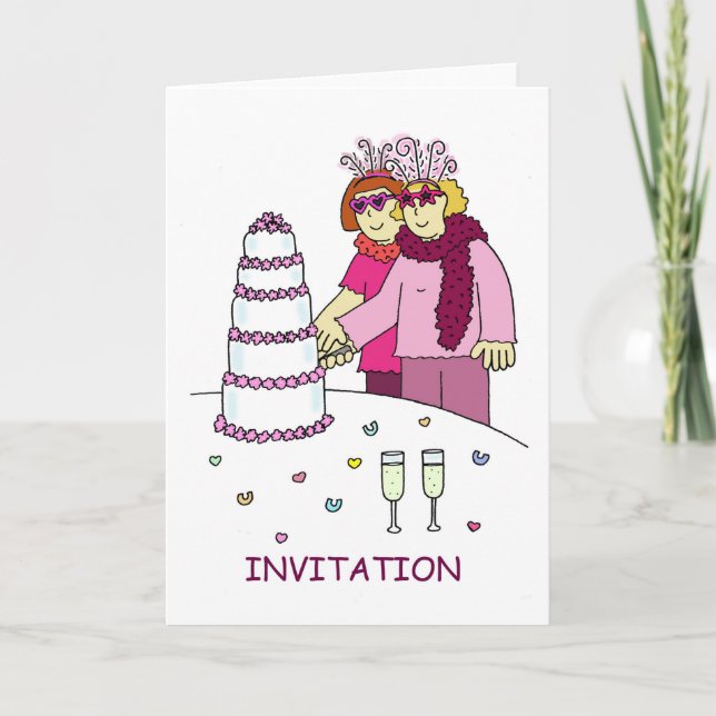 Convite Party Invitation Lesbians in Funky Outfits (Frente)