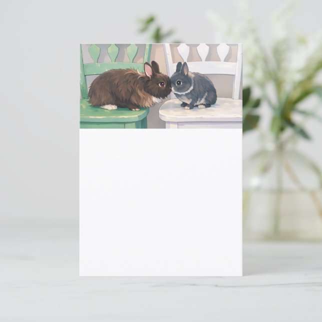 Convite Party Invitation - Two Rabbits Design (Em pé/Frente)