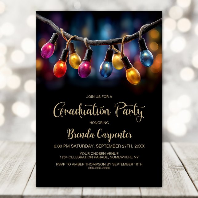 Convite Party Lights Graduation Party (Criador carregado)