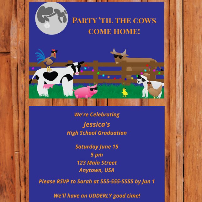 Convite Party ’Til the Cows Come Home (Criador carregado)