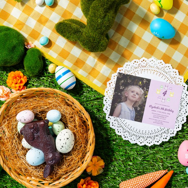 Convite Páscoa Aniversário de 4 anos Lavanda (Criador carregado)