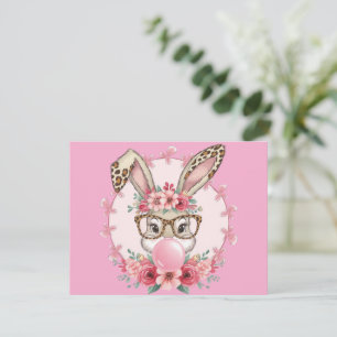 Convite Páscoa Bonita Floral Coelhinha Leopardo Presente
