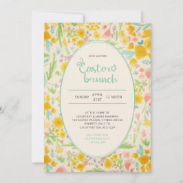 Convite Páscoa Brunch Ditsy Watercolor Flowers