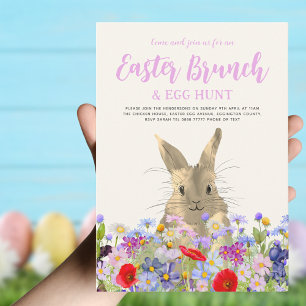 Convite Páscoa Brunch e Ovo Hunt Boho Bunny Floral