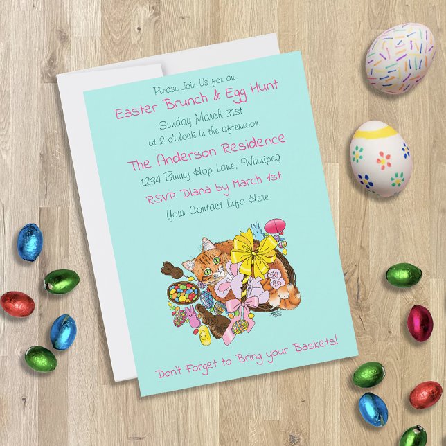 Convite Páscoa Brunch e Ovo Hunt Cat (Criador carregado)