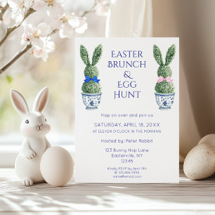 Convite Páscoa Brunch e Ovo Hunt Toile De Jouy Bunny