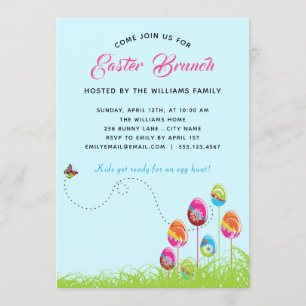 Convite Páscoa Brunch Floral Eggs Moderno Personalizado
