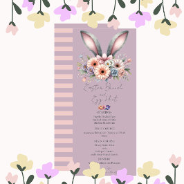 Convite Páscoa Brunch Menu Cute Floral Bunny Orelha Roxo