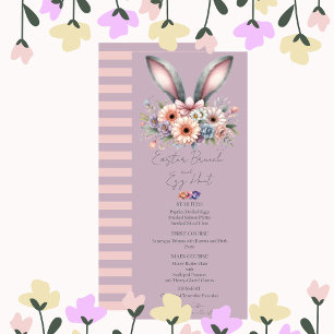 Convite Páscoa Brunch Menu Cute Floral Bunny Orelha Roxo