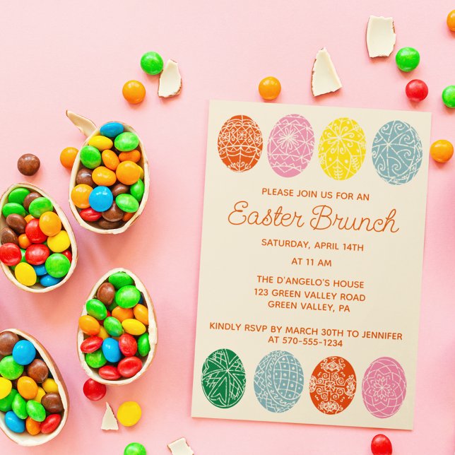 Convite Páscoa Brunch Partido de Ovos de Pysanky Ucraniano (Criador carregado)