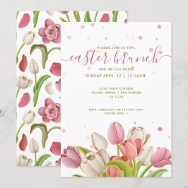 Convite Páscoa Brunch - Tulipas Brancas Rosa Flores de Mol