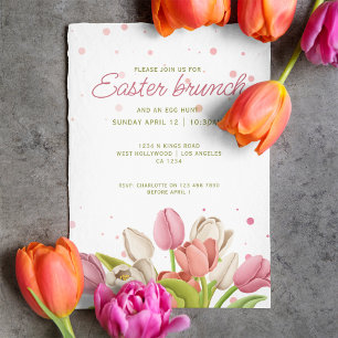 Convite Páscoa Brunch - Tulipas Brancas Rosa Flores de Mol