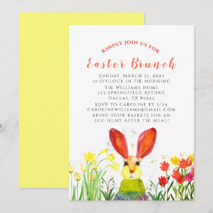 Convite Páscoa Bruncolor Bunny Rabbit Floral