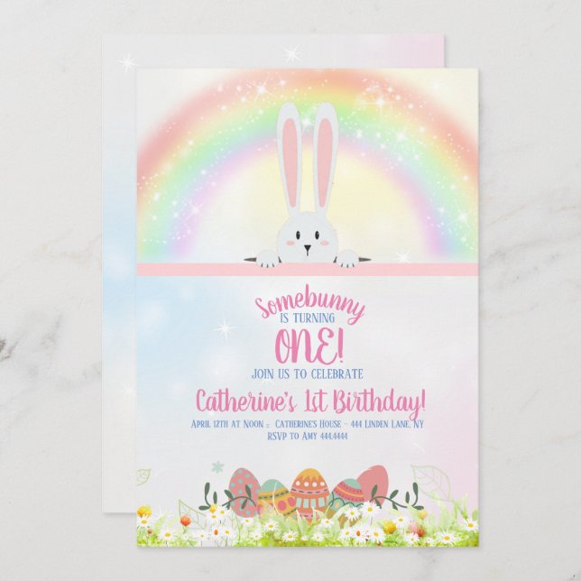 Convite Páscoa Bunny Birthday (Frente/Verso)