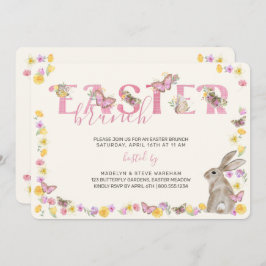 Convite Páscoa Bunny e Butterfly Dathur Floral Brunch