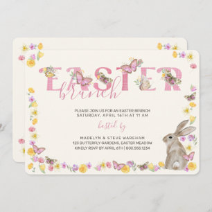 Convite Páscoa Bunny e Butterfly Dathur Floral Brunch