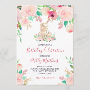 Convite Páscoa Bunny Primeiro aniversário, um coelhinho