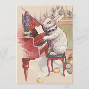Convite Páscoa Bunny Tocando Piano Hyacinth