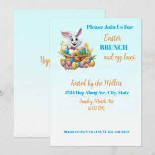 Convite páscoa Coelho Adorável de 🐇 Brunch e Caça de Ovo