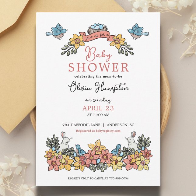 Convite Páscoa Considerada Chá de fraldas para Meninas (Criador carregado)