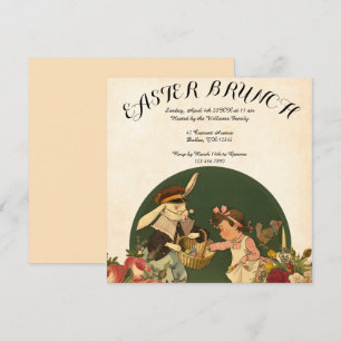 Convite Páscoa de Colagem Retroativa Vintage Brunch