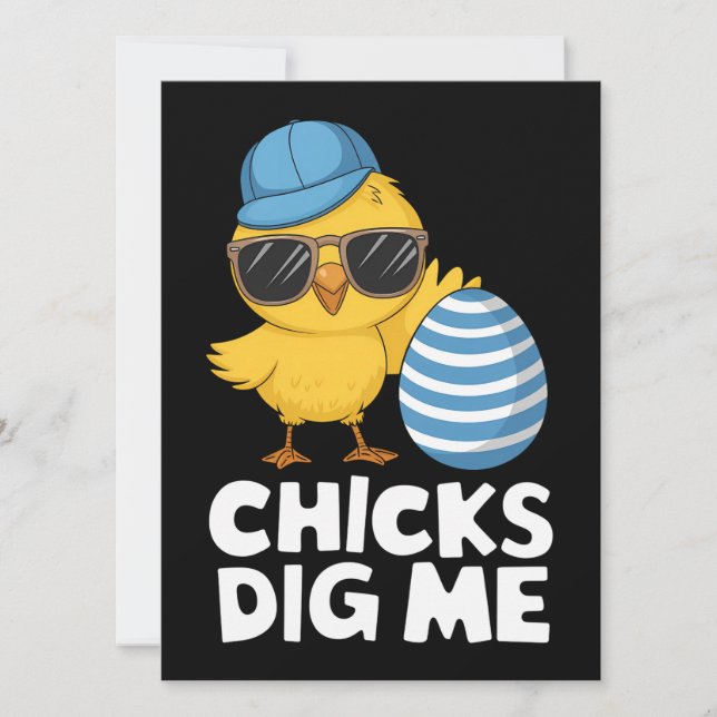 Convite Páscoa Divertida Caça ao Ovo Chicks Dig Me (Frente)