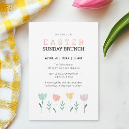 Convite Páscoa Domingo Brunch Modern Floral Cute Botânica