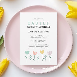 Convite Páscoa Domingo Brunch Modern Floral Verde Botânico
