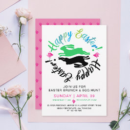 Convite Páscoa Feliz Café da Manhã Caça aos Ovos Coelho Fe