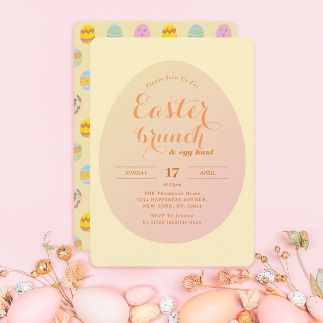 Convite Páscoa Moderna Brunch Ovo Caça Suave Amarelo (Criador carregado)
