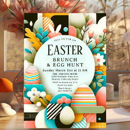 Convite Páscoa Moderna Chic Brunch & Ovo Hunt