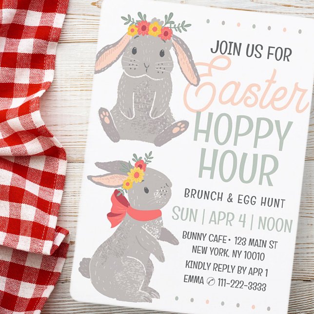 Convite Páscoa Rabbit Hoppy Hour Brunch e Ovo Hunt (Criador carregado)