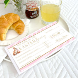 Convite Páscoa rosa pálida Cheque de presente com placa de