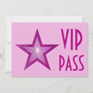 Convite PASSA 'VIP PASS' rosa-rosa rosa rosa, com uma estr
