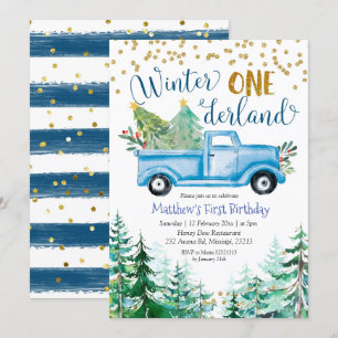 Convite Passageiro de Natal Azul em Onederland