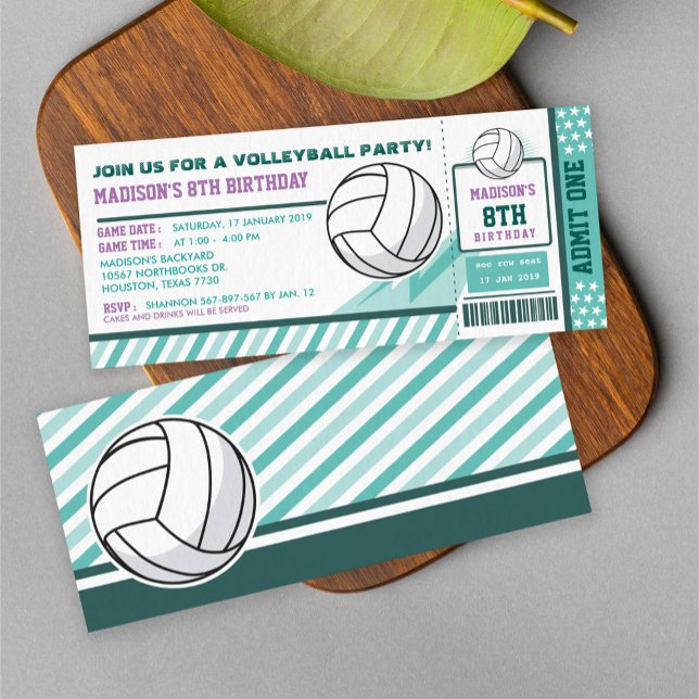 Convite Passagem de Aniversário do Bilhete de Voleibol de  (Criador carregado)