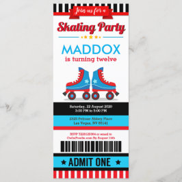 Convite Passagem de Aniversário do Tíquete Skate Azul