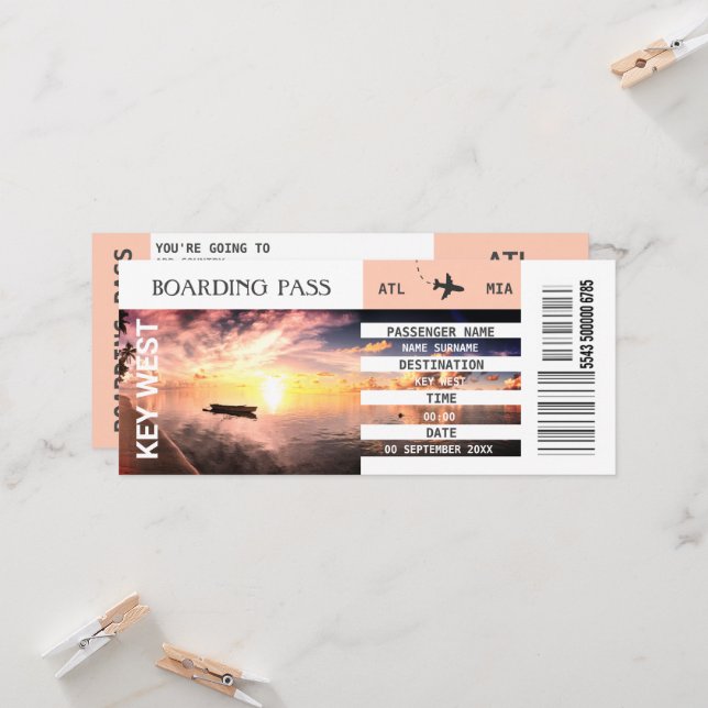 Convite Passagem de avião para avião em praia no fim de se (Frente/Verso In Situ)