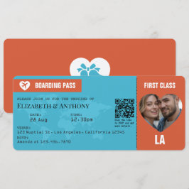 Convite Passagem de Embarque Casamento Laranja Queimado e