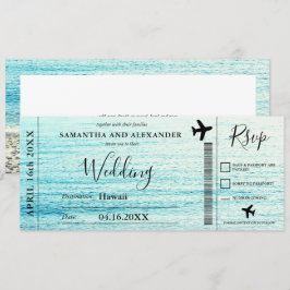 Convite Passagem de embarque de avião de praia com roteiro