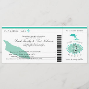 Convite Passagem de embarque de casamento para Aruba