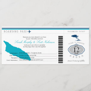Convite Passagem de embarque de casamento para Aruba